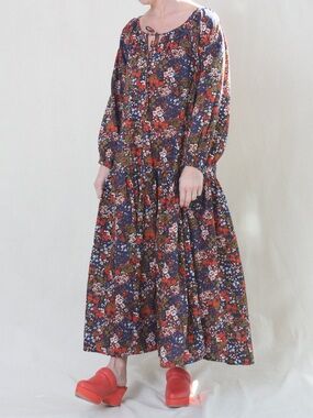 APIECE APART AAREN MAXI DRESS BOLD BLOMSTER RED LARGE FLORAL MULTICOLOR BOHO